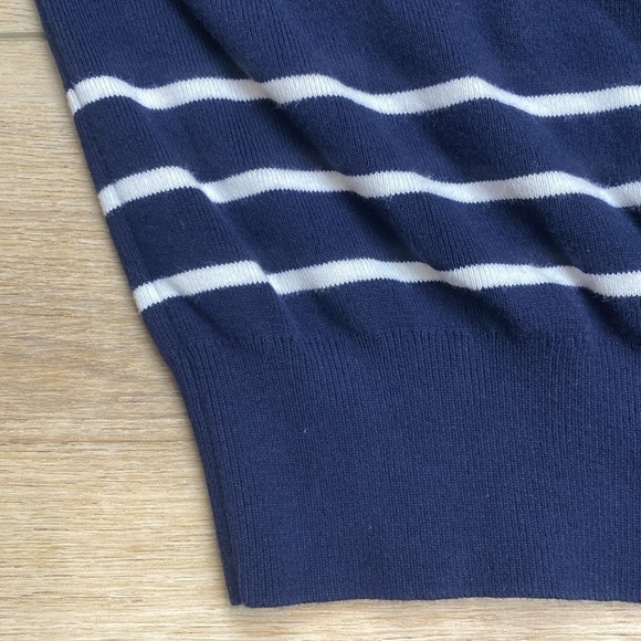 Express Balloon Sleeve Sweater Navy White Nautical Preppy Boat Neck - Picture 4 of 11